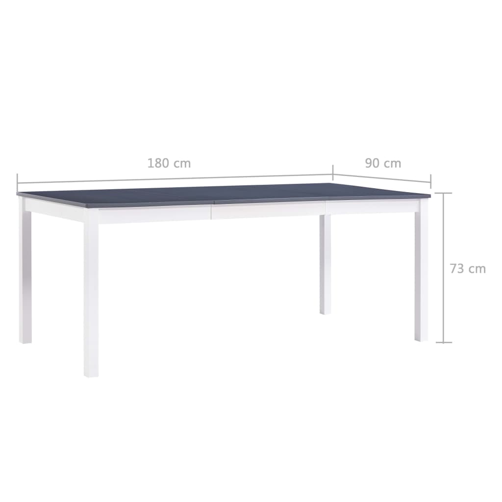 Dining table white and grey 180 x 90 x 73 cm pinewood
