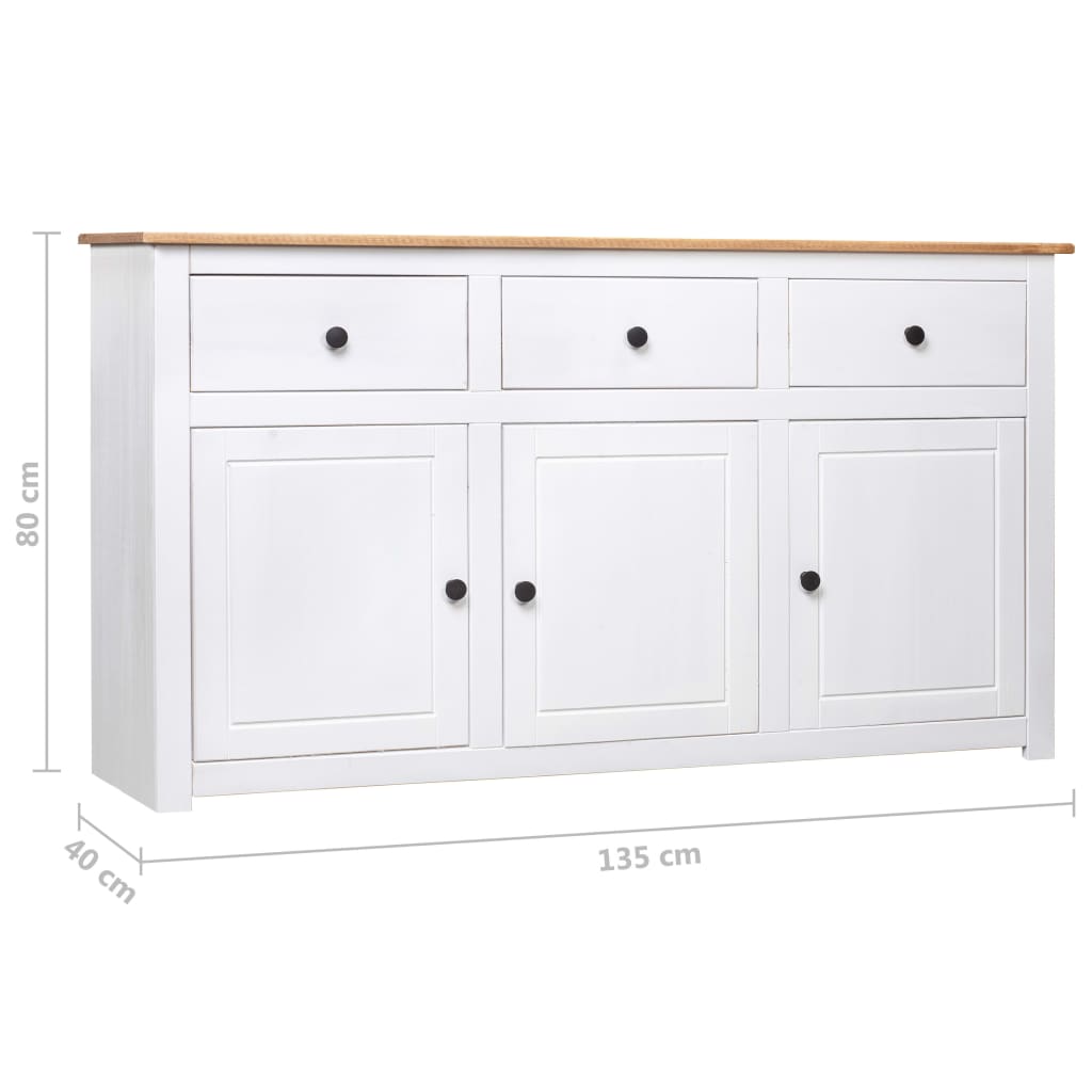 Sideboard White 135x40x80 cm Pinewood Panama