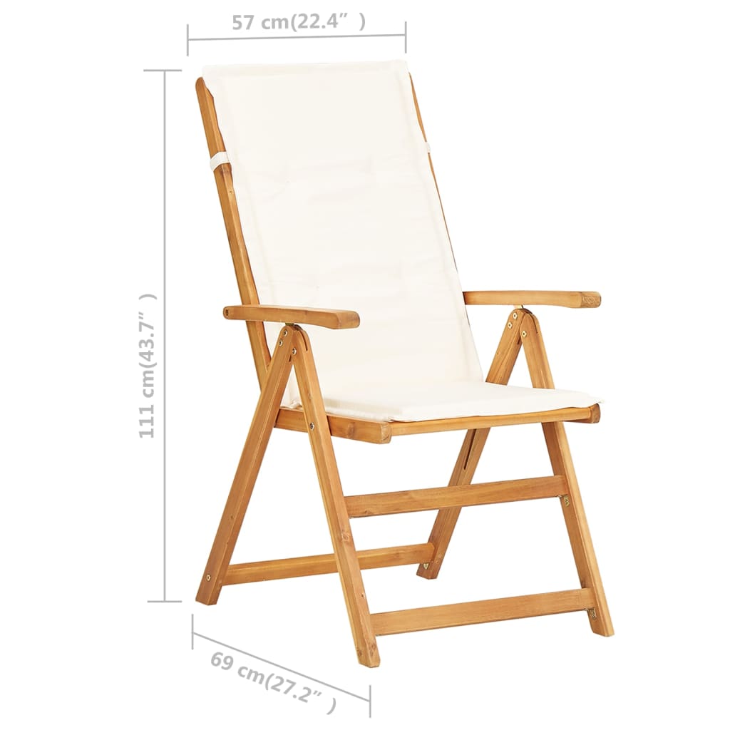 Adjustable garden chairs 2 pcs. Brown solid acacia wood