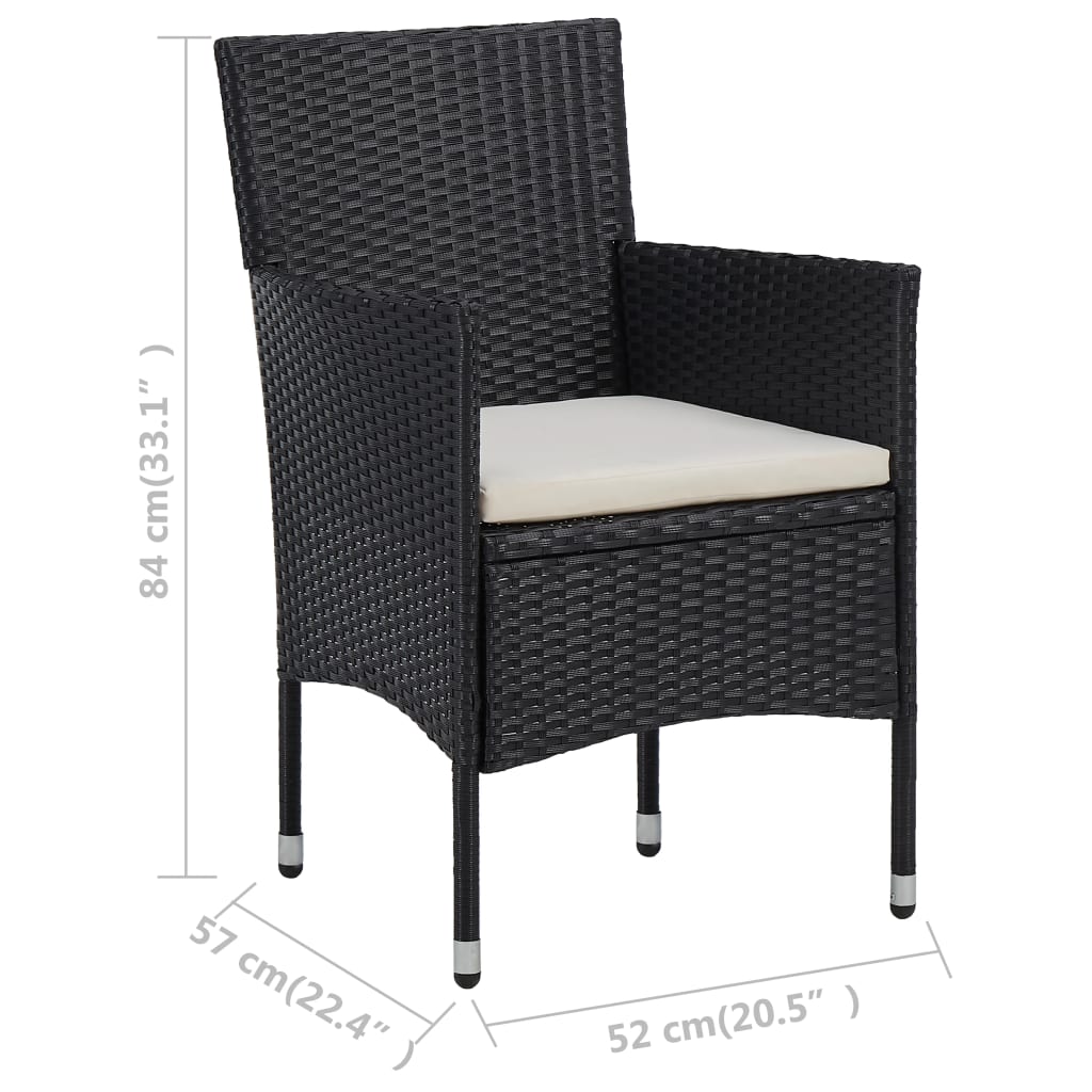 Garden Dining Chairs 2 pcs. Poly Rattan Black