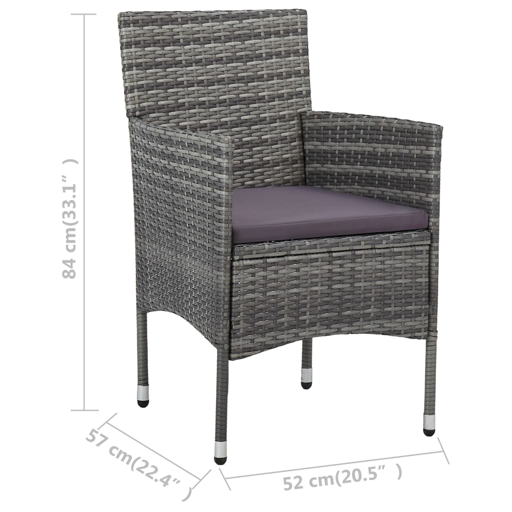 Garden Dining Chairs 2 pcs. Poly Rattan Grey