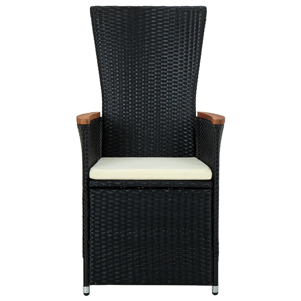 9 kom. Vrtna blagovaonska grupa s jastucima od poliratana crne boje