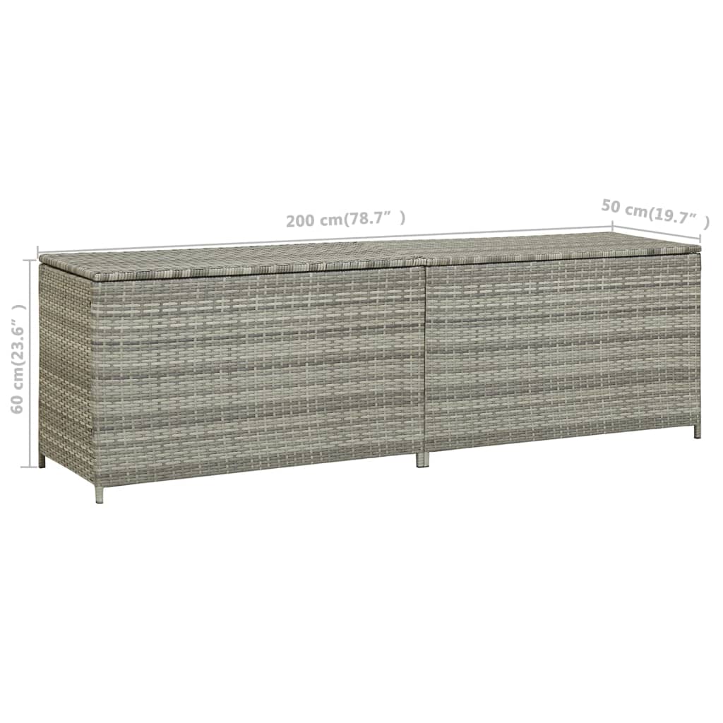 Garden box poly rattan 200x50x60 cm grey