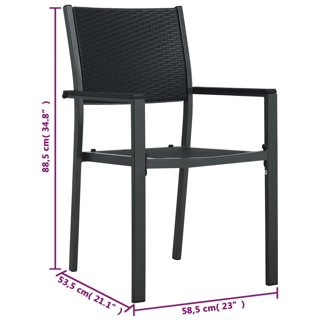 Garden chairs 4 pcs. Black plastic rattan look
