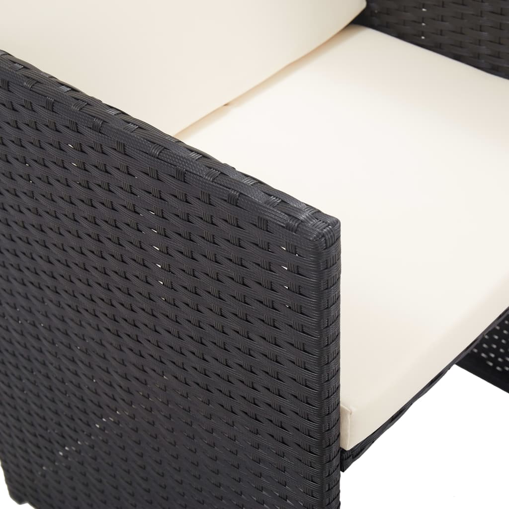 15 kom. Vrtna blagovaonska grupa s jastucima od poliratana crne boje