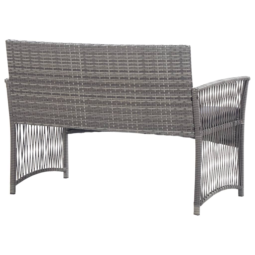 4-piece garden lounge set with cushion poly rattan anthracite