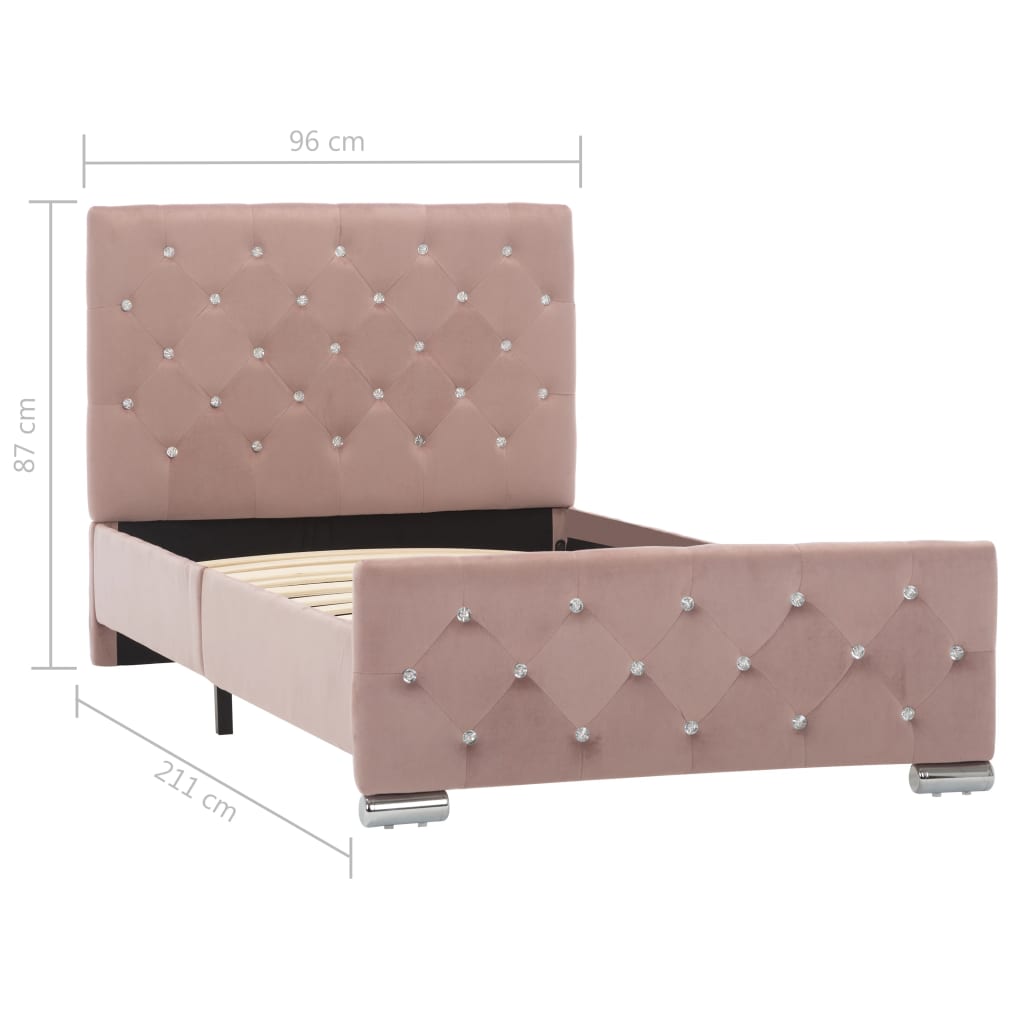 Bed frame pink velvet 90x200 cm