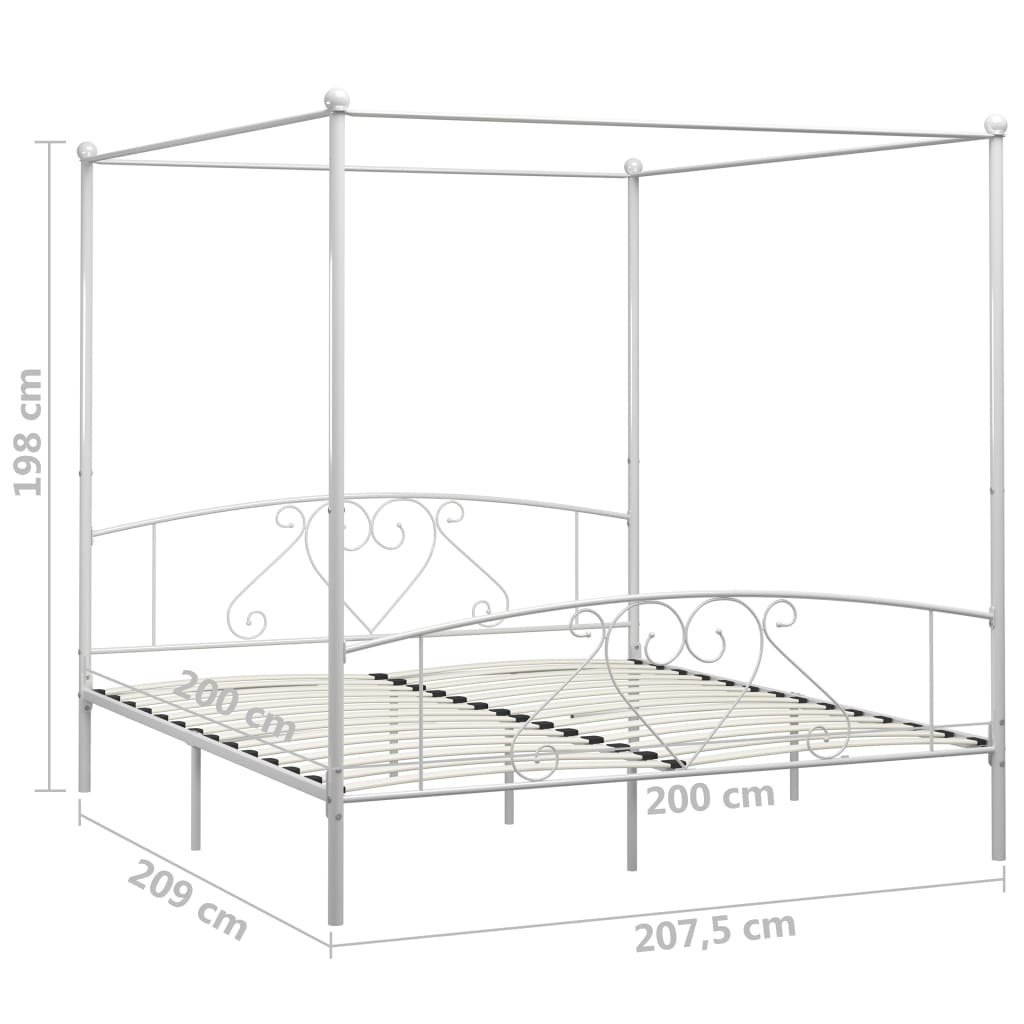 Himmelbett-Gestell Weiß Metall 200 x 200 cm