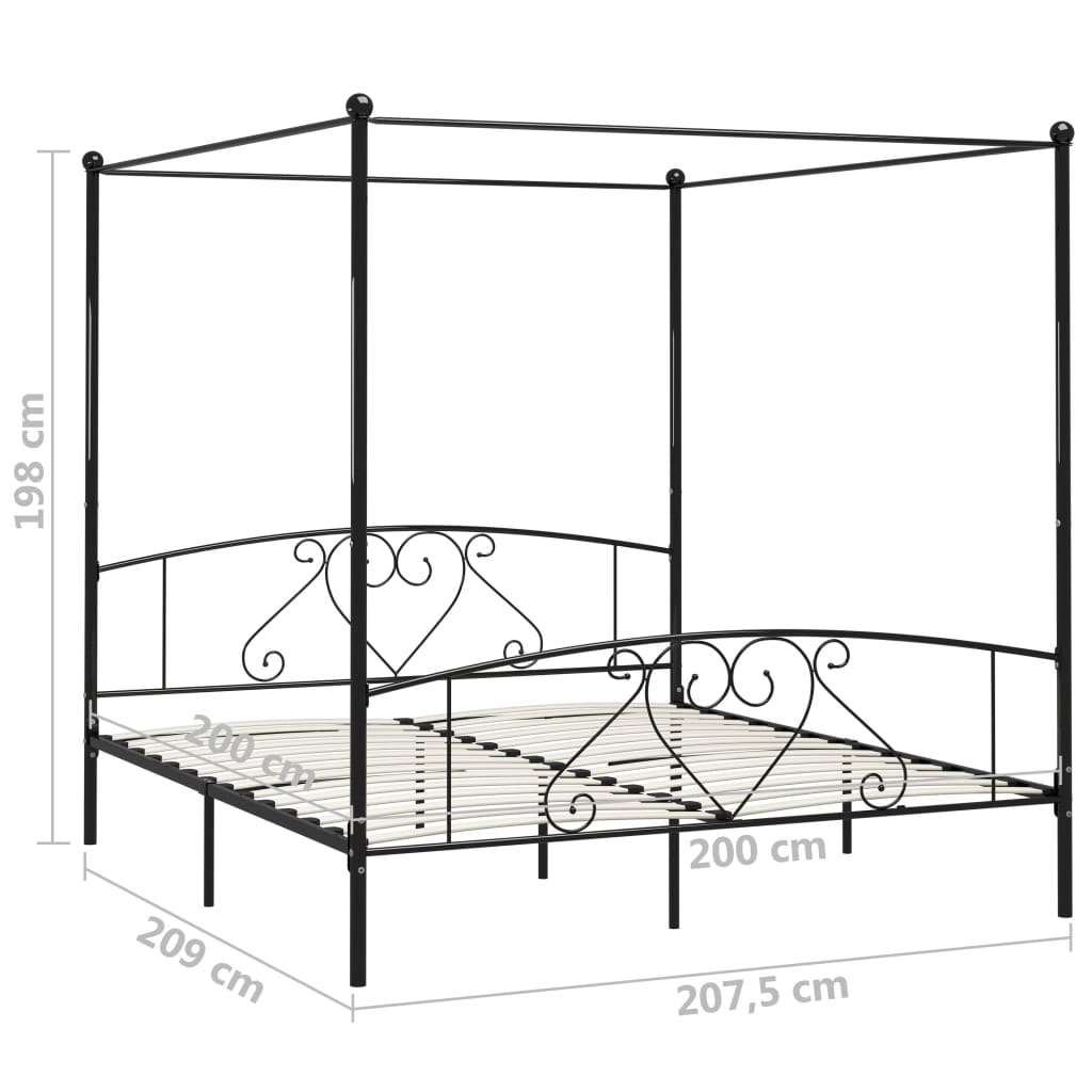 Himmelbett-Gestell Schwarz Metall 200 x 200 cm