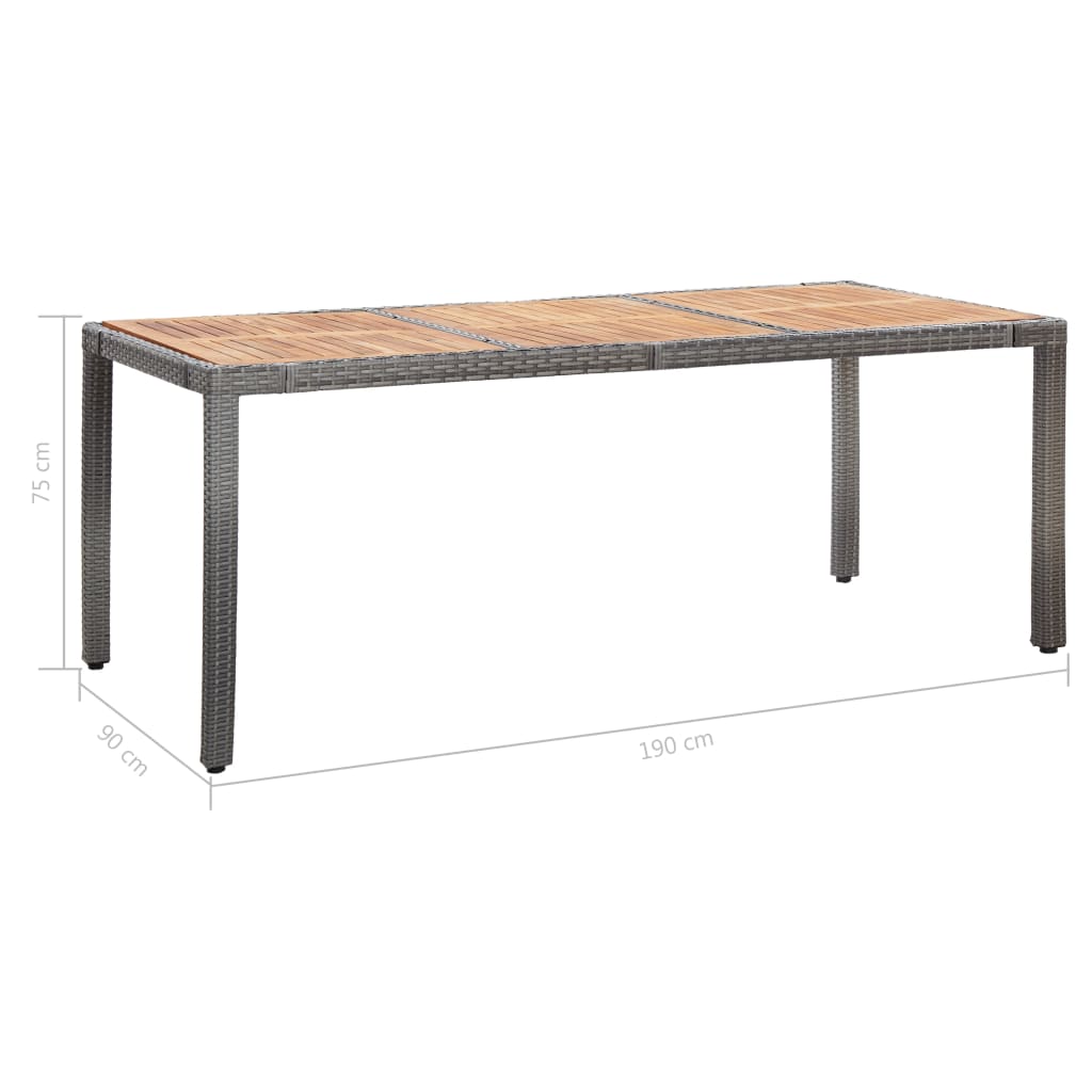 9 kom. Vrtna blagovaonska grupa s jastucima poliratan sive boje