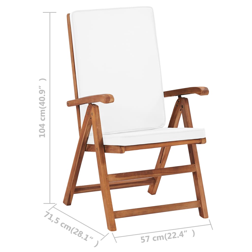 Garten-Liegestühle 2 Stk. mit Auflagen Massivholz Teak