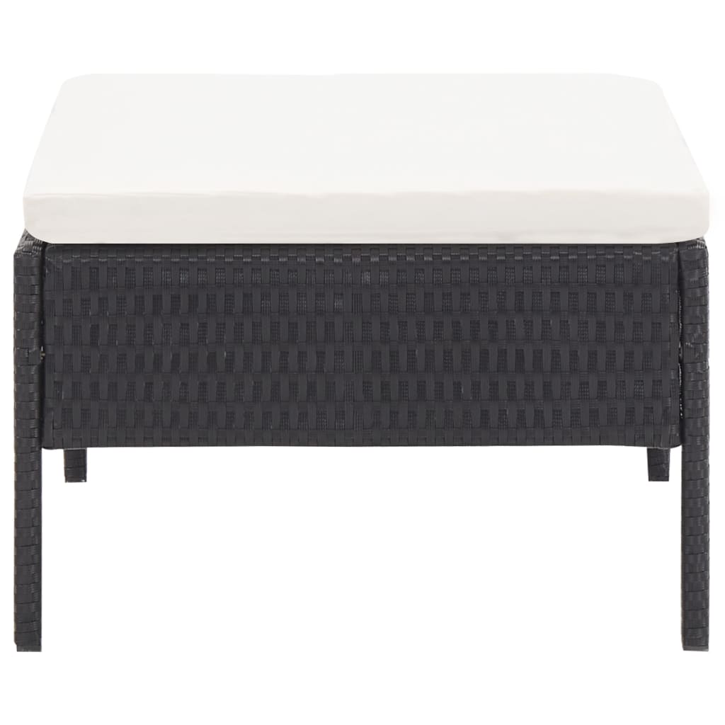 3-piece garden lounge set with cushions poly rattan black