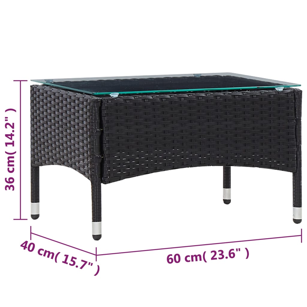 4-tlg. Garten-Lounge-Set mit Auflagen Poly Rattan Schwarz