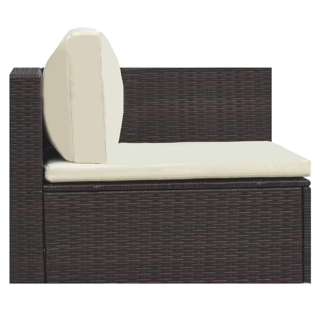 5-piece garden lounge set with cushions poly rattan brown