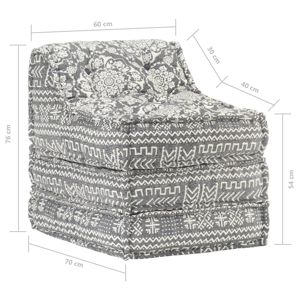 Modularni puf svjetlosive tkanine