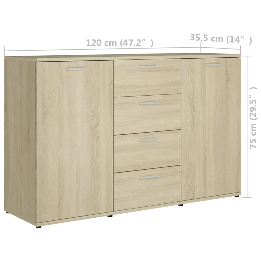 Sideboard Sonoma-Eiche 120x35,5x75 cm Holzwerkstoff