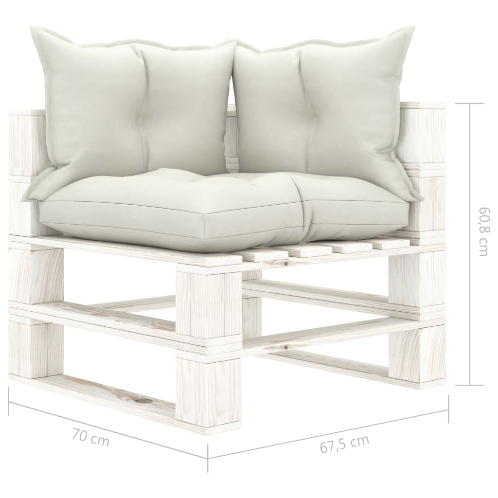 Garden pallet sofa 2-seater with cushions in beige wood
