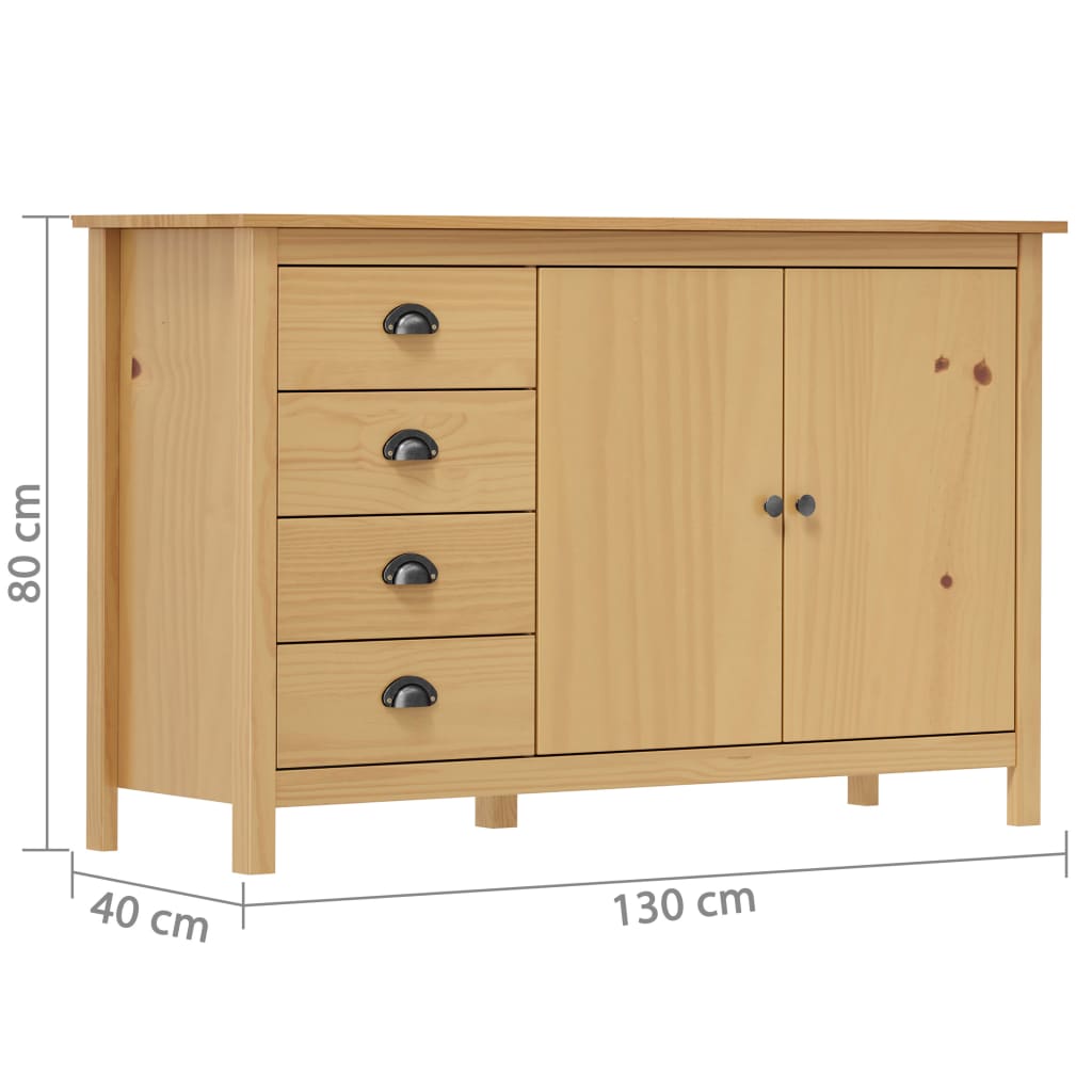Sideboard Hill honey brown 130x40x80 cm solid pine