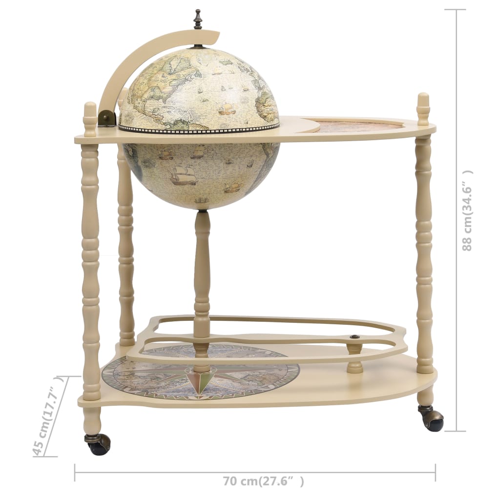 Globe bar table eucalyptus wood green freestanding