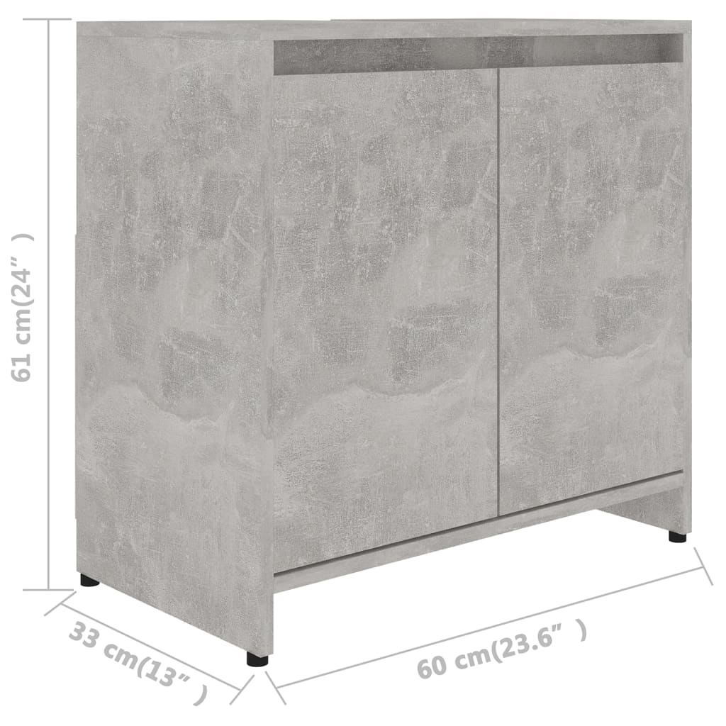 Bathroom cabinet concrete grey 60x33x61 cm wood material