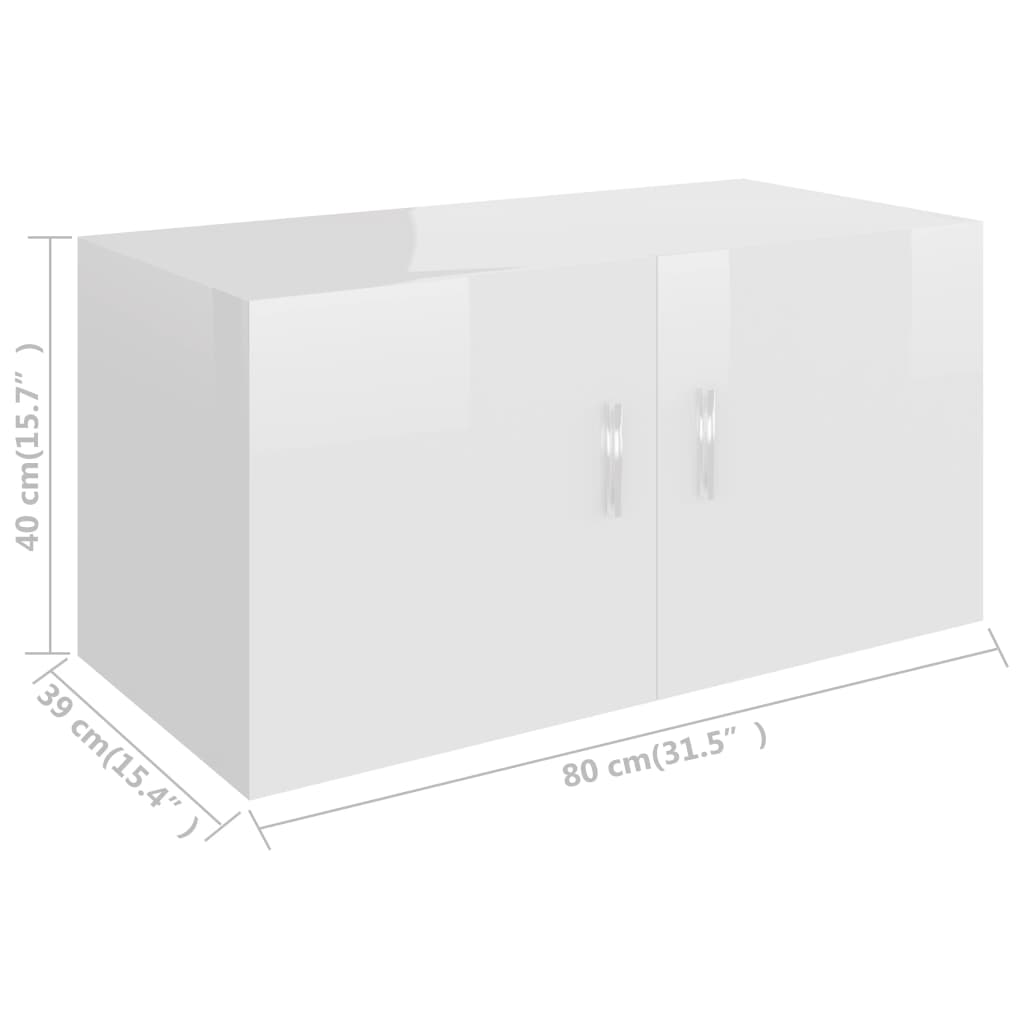 Wall cabinet high gloss white 80x39x40 cm wood material