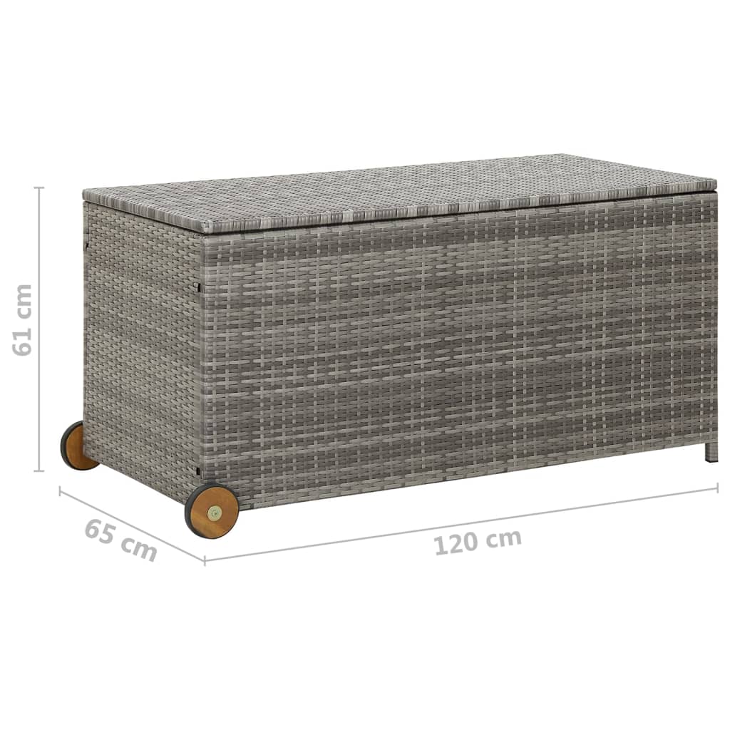 Garden cushion box light grey 120x65x61 cm poly rattan