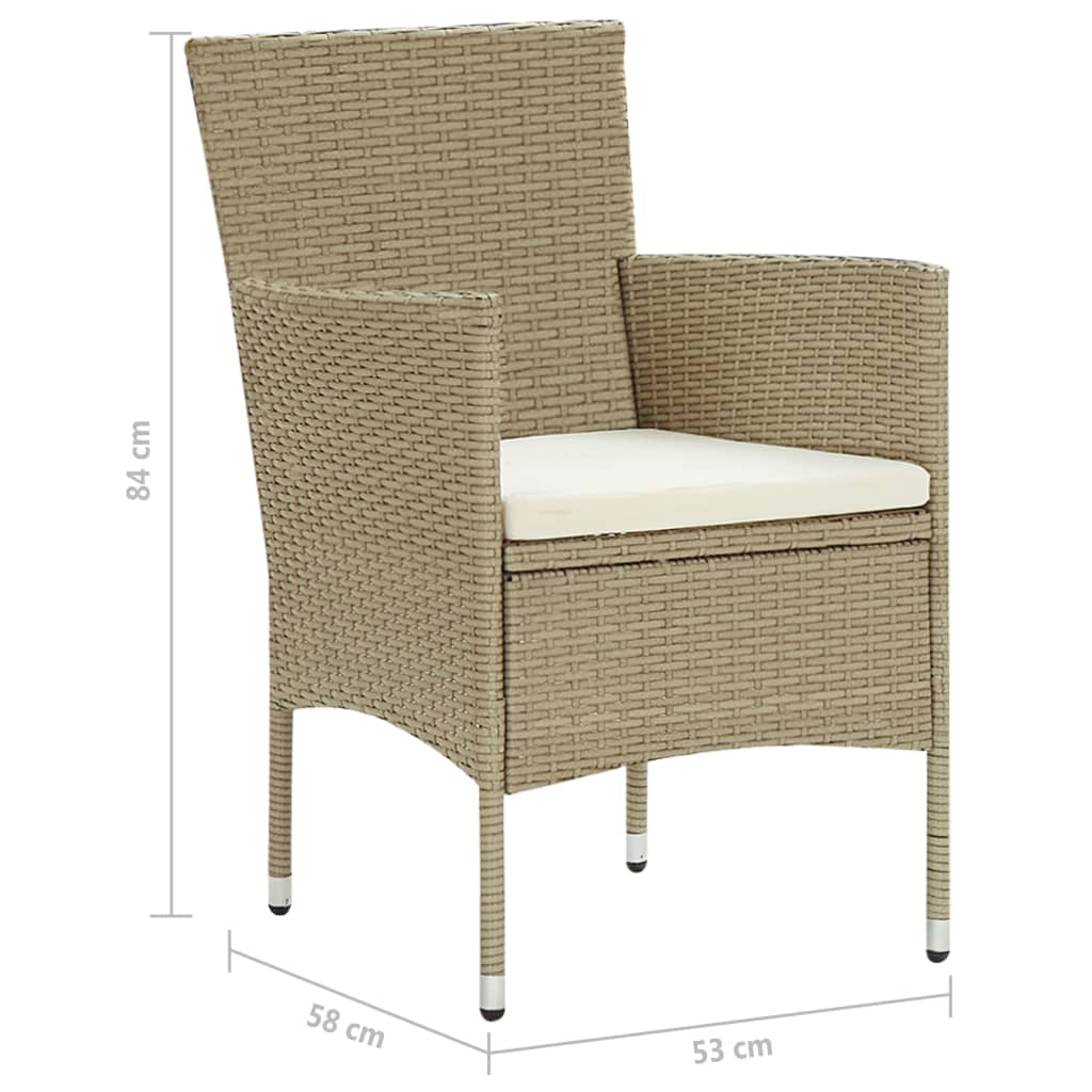 Garden Dining Chairs 2 pcs. Poly Rattan Beige