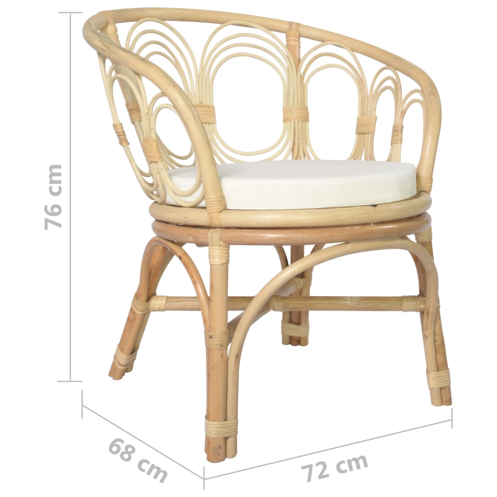 Dining chair with cushion rattan and linen