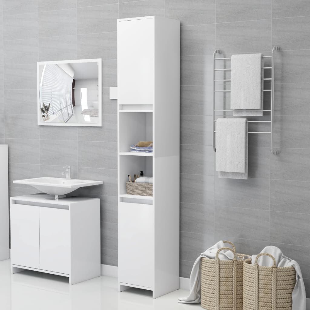 3-piece bathroom furniture set white wood material