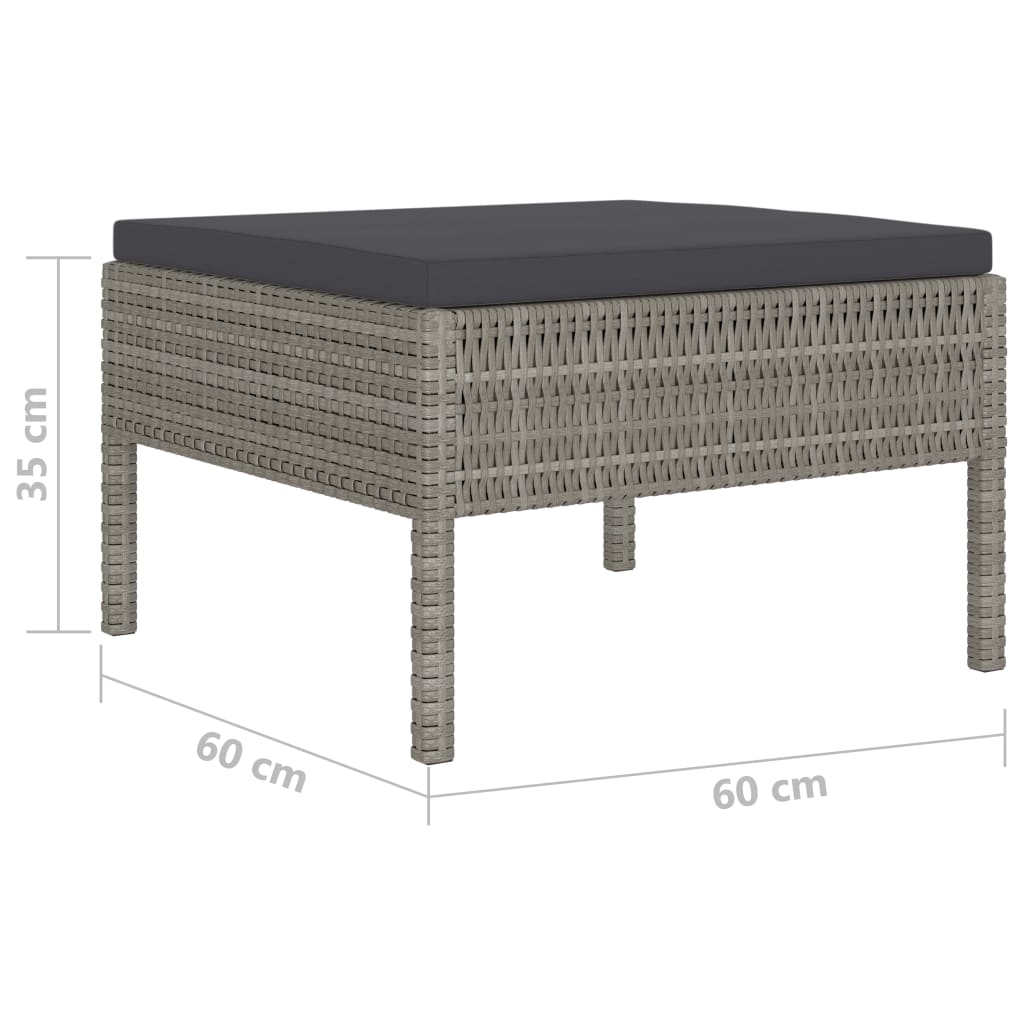 4-piece garden lounge set with cushions poly rattan grey