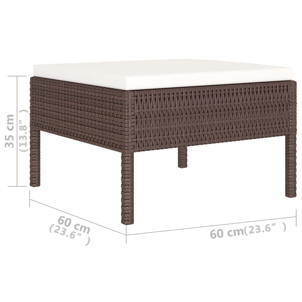 6-tlg. Garten-Lounge-Set mit Auflagen Poly Rattan Braun