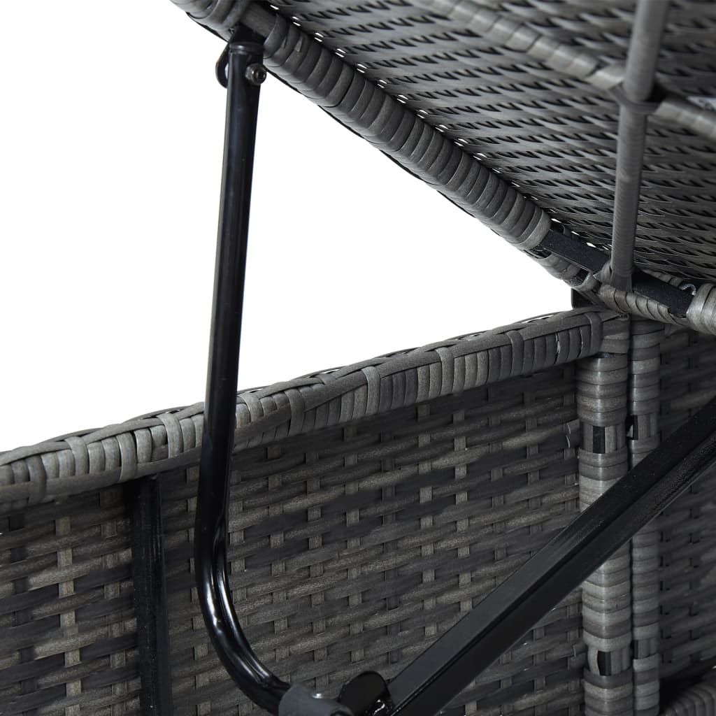 3-piece garden sun loungers with tea table poly rattan grey