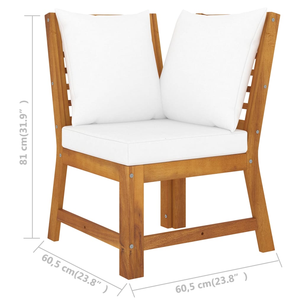 4-piece garden lounge set with cushions cream solid acacia wood