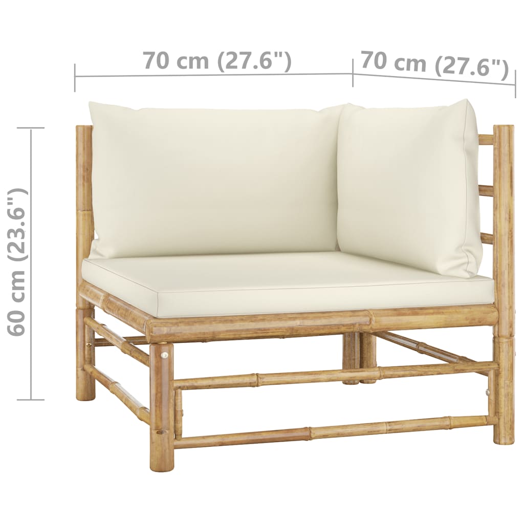 9-piece garden lounge set with cream white cushions bamboo