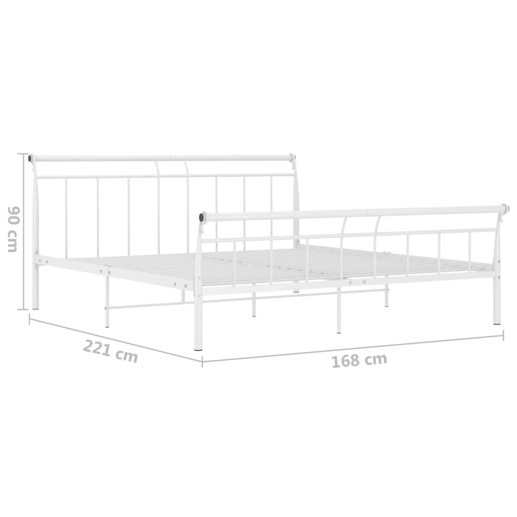 Bed frame white metal 160x200 cm