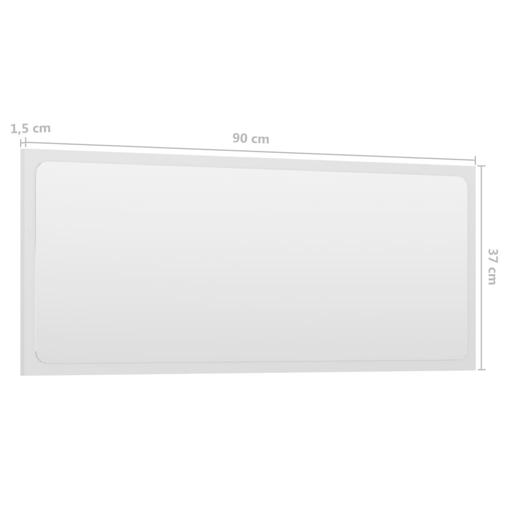 Bathroom mirror high gloss white 90x1,5x37 cm wood material