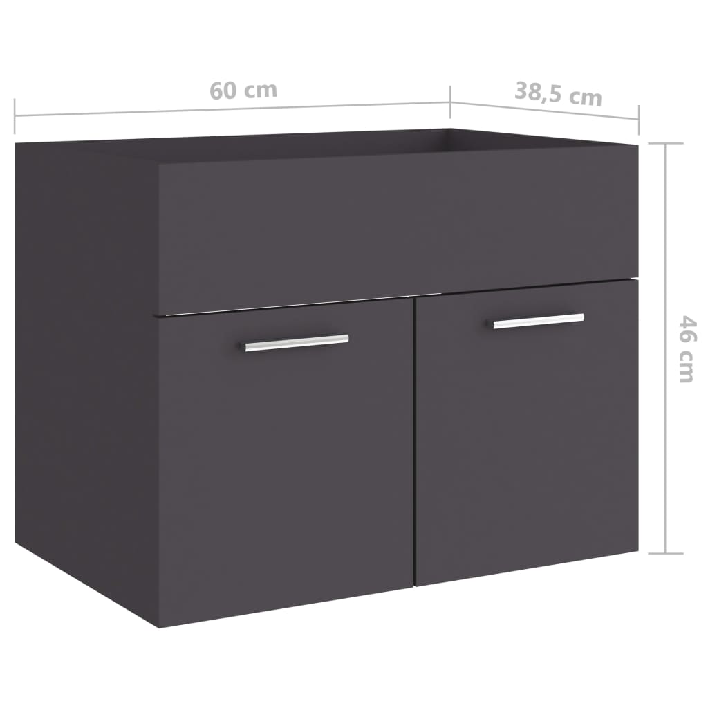 Waschbeckenunterschrank Grau 60x38,5x46 cm Holzwerkstoff