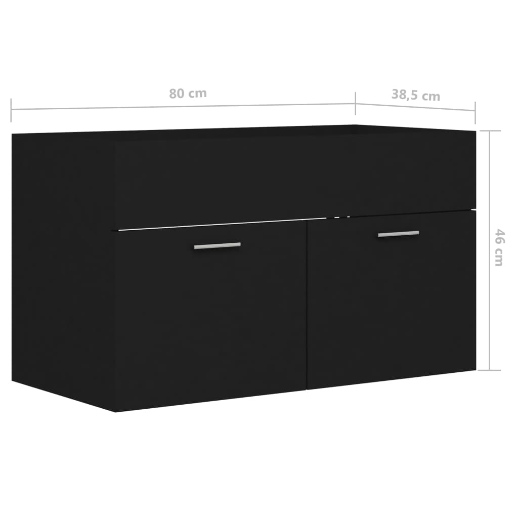 Washbasin base cabinet black 80x38.5x46 cm wood material