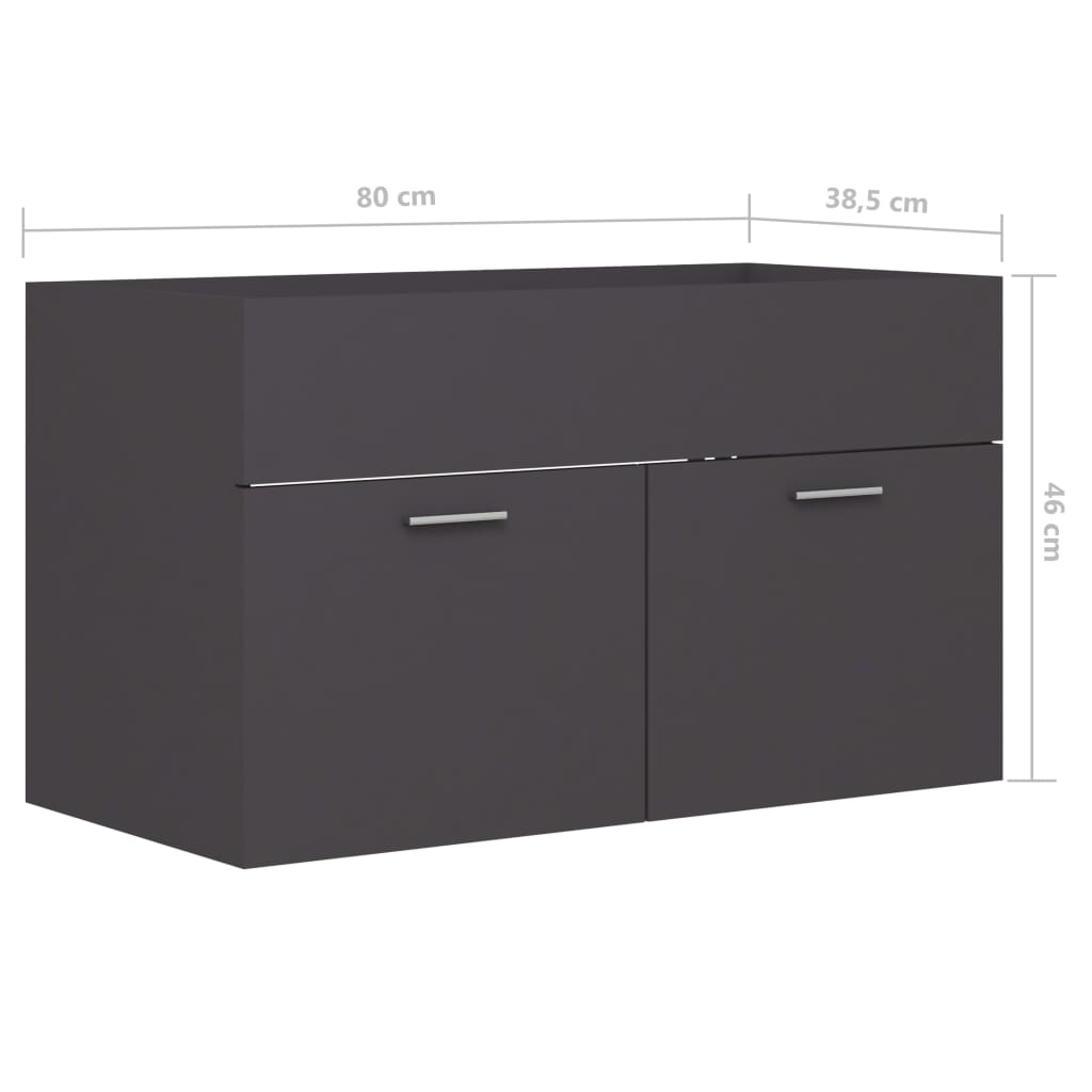 Washbasin base cabinet grey 80x38.5x46 cm wood material