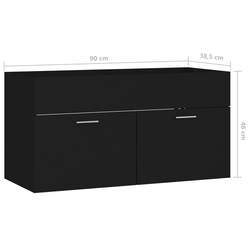 Washbasin base cabinet black 90x38.5x46 cm wood material