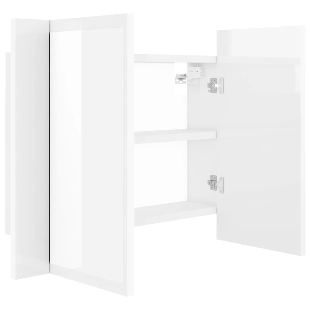 LED bathroom mirror cabinet high gloss white 60x12x45 cm acrylic