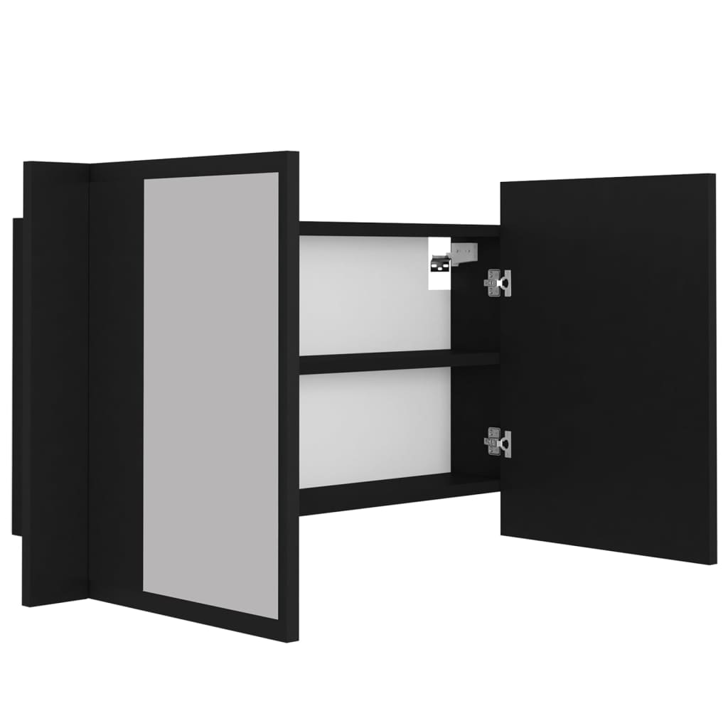LED bathroom mirror cabinet black 80x12x45 cm acrylic