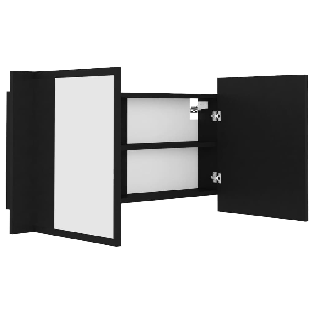LED bathroom mirror cabinet black 90x12x45 cm acrylic