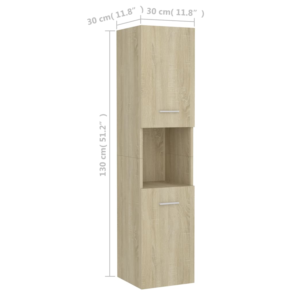 Bathroom cabinet Sonoma oak 30x30x130 cm wood material