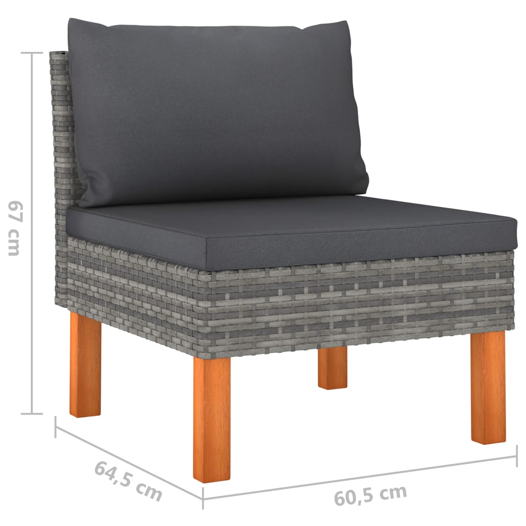 4-piece garden lounge set with cushions poly rattan grey