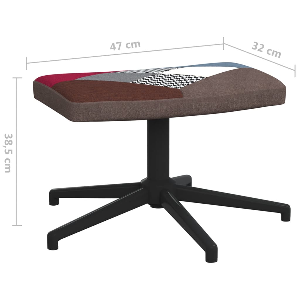 Relaxing chair with stool patchwork fabric