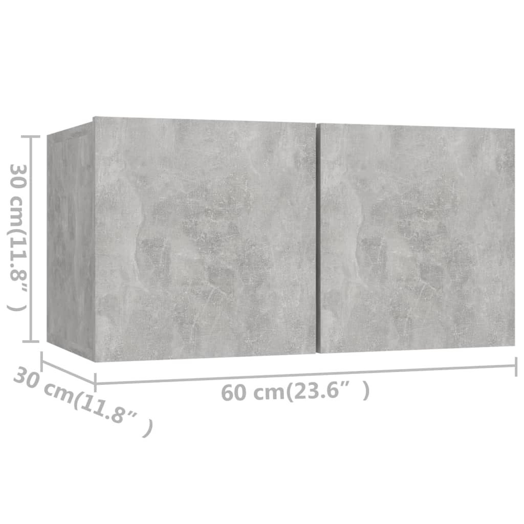 4-piece TV cabinet set concrete grey wood material