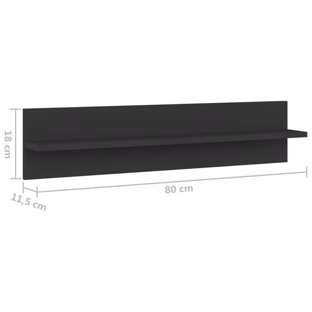 Zidne police 2 kom sive 80x11,5x18 cm od drva