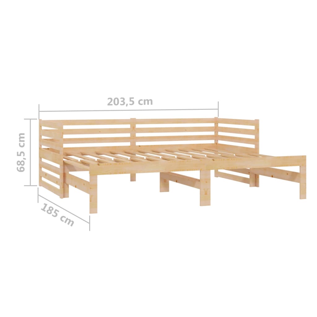 Daybed extendable solid pine 2x(90x200) cm