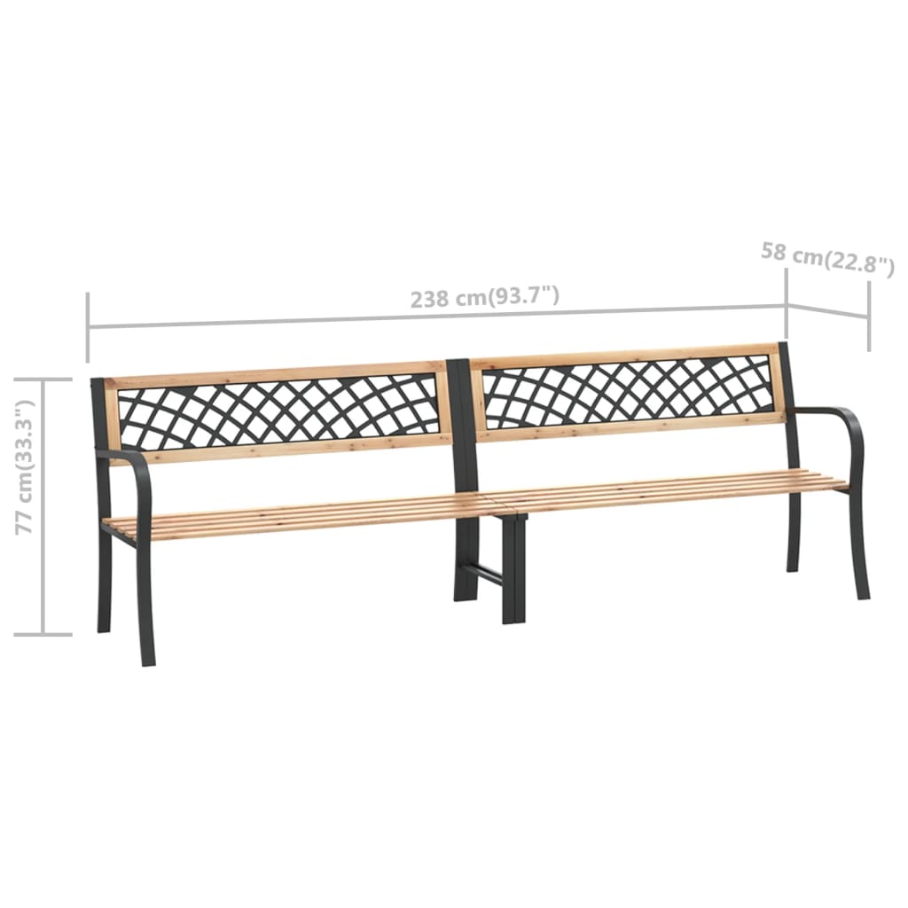 Double garden bench 238 cm Chinese fir wood